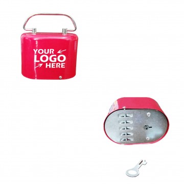Metal Coin Bank with Lock and Slot